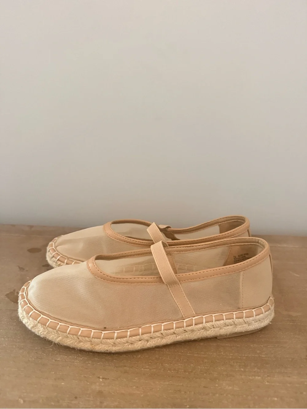 A New Day Mesh Beige Espadrille Mary Jane Flats